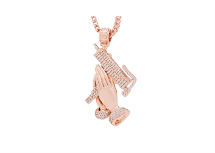 Rose Gold Plated Praying Hands of Defense Pendant